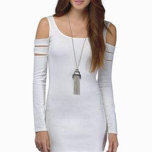 Womens white cutout long sleeve bodycon mini dress
